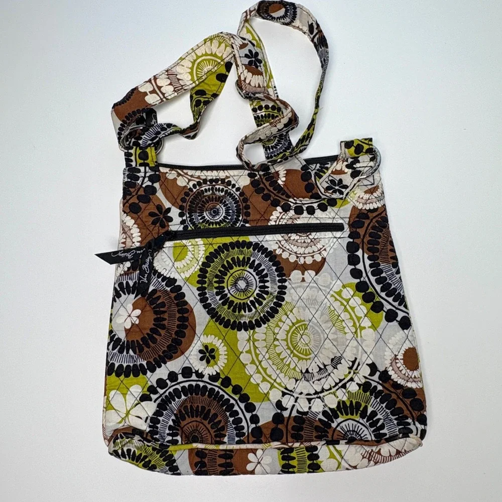 Vera Bradley Crossbody Quilted Cotton Retired Bag Brown Green Purse Earthy Cargo